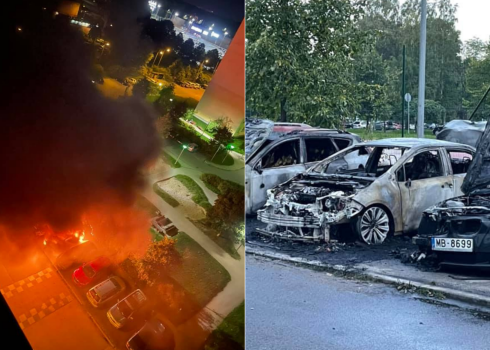 "Взрывалось так, что все проснулись": минувшей ночью в Плявниеки сгорело несколько машин