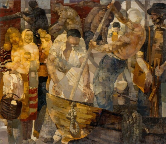 Jānis Pauļuks. Uz liellaivām. 1944–1949. Audekls, eļļa. LNMM kolekcija.