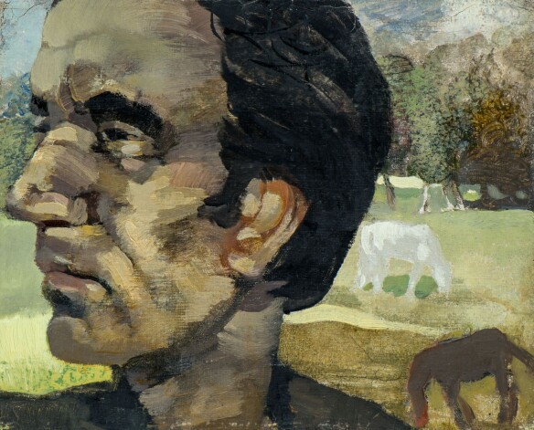 Jānis Pauļuks. Pašportrets ar zirgiem. 1950. Audekls, eļļa. LNMM kolekcija.