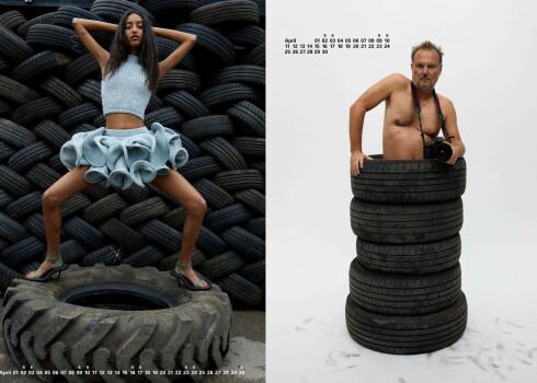Девушки, шины и обнаженный Юрген Теллер в пародии на календарь Pirelli