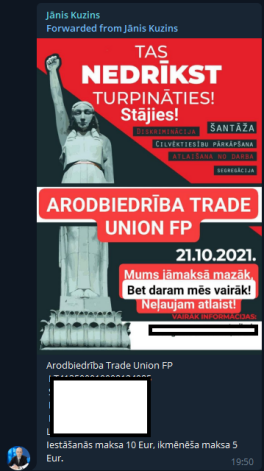 Jāņa Kuzina aicinājums iesaistīties "Arodbiedrība Trade Union FP".