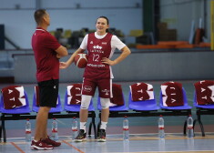 Gundars Vētra un Anete Šteinberga Latvijas izlases treniņā.