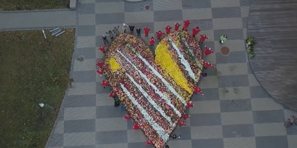 "Любовь - основа всего": магазин Depo сделал трогательный жест и подарил врачам сердце из 30 000 цветов