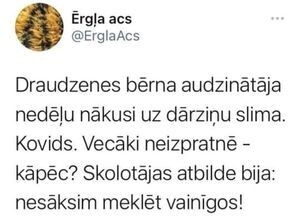 Internetā izplatās anonīmi ieraksti, kas vēsta par saslimušu bērnudārzu darbinieku it kā tīšu nākšanu uz darbu.