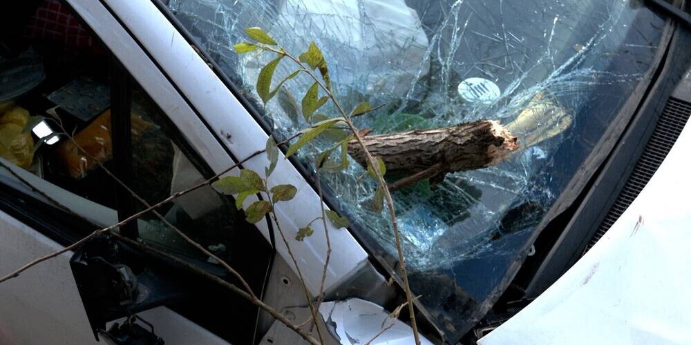 ДТП в Адажи: автомобиль перевернулся и упал в канаву