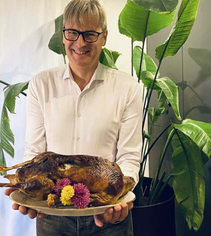 Mārtiņdienas četru kilogramu smagā zoss iegādāta pie kāda zemnieka Taurenes pagastā.