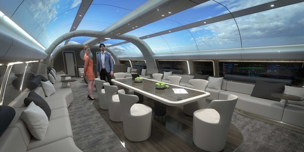 Kā izskatīsies "Lufthansa" lidmašīna bagātajiem ar bāru, diskotēku un pat balkonu?