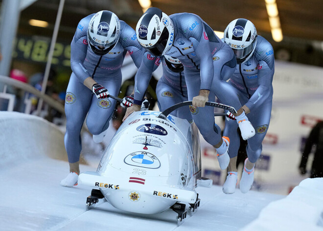 Ķibermaņa bobsleja četrinieks Vinterbergā paliek astotais; Kaufmaņa ekipāžai kritiens