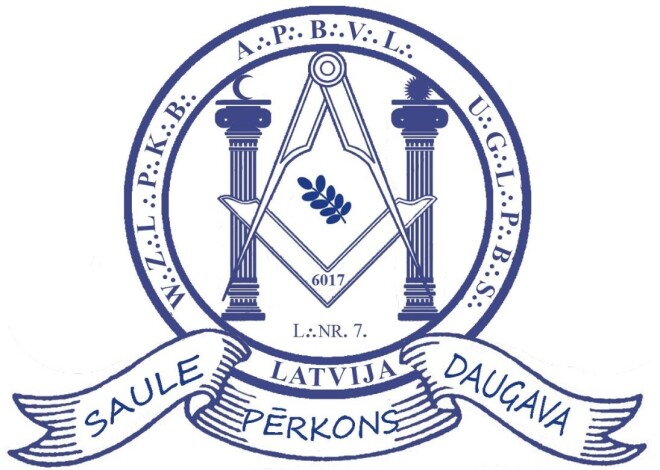 Latvijas brīvmūrnieku ložas “Saule. Pērkons. Daugava” atpazīstamības zīme.