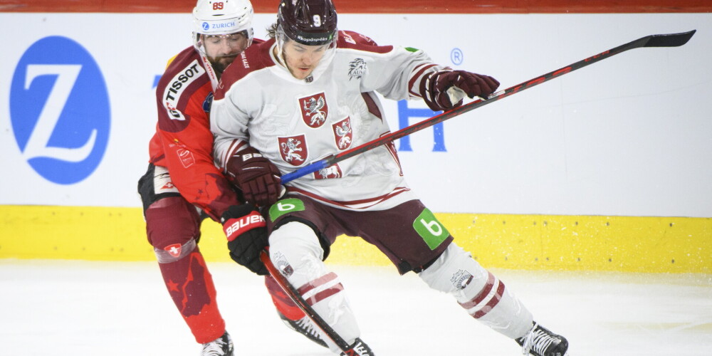 Latvijas hokejisti pārbaudes turnīra otrajā mačā minimāli piekāpjas Šveicei