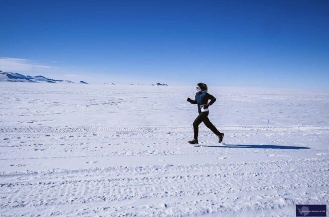 Antarktīdas maratonā četras reizes jānoskrien pa 10,55 kilometrus garu apli.