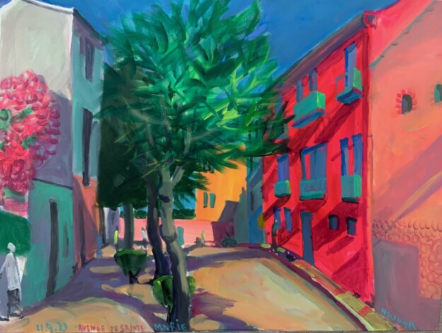 Aleksejs Naumovs. Avenue de Sainte Marie. 11.07.2021. Audekls, akrils. 90 x 116 cm