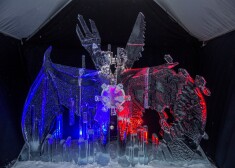 Jelgavas pilsētvidē varēja aplūkot 21 ledus skulptūru, kuru veidotāji reflektējuši par tēmu “ZOO”.