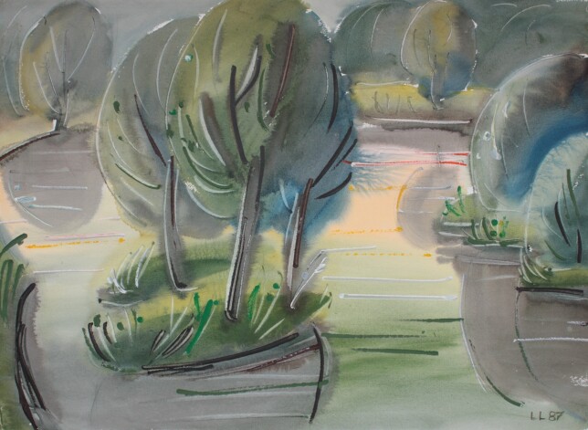 “Parks”, 1987, papīrs, akvarelis, 54x74 cm, LMS muzejs.
