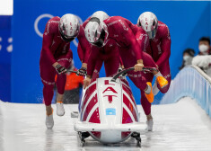 Latvijas bobsleja četrinieks Oskars Ķibermanis, Dāvis Spriņģis, Matīss Miknis un Edgars Nemme startā.