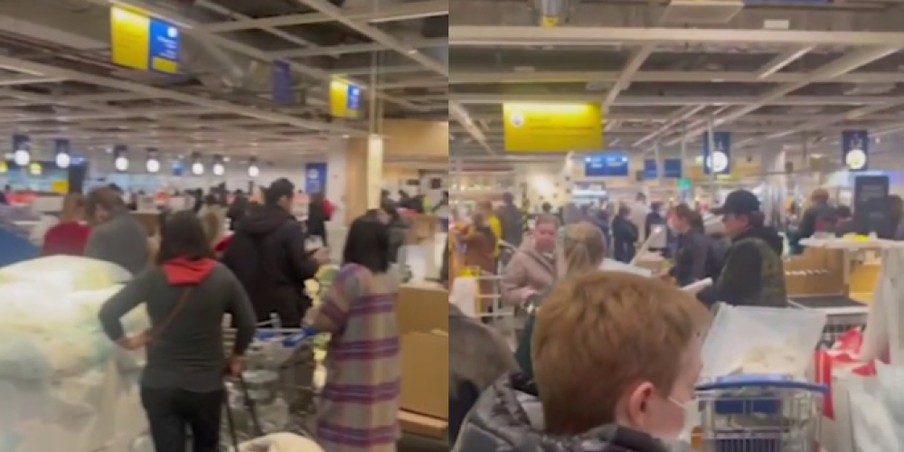 ВИДЕО: россияне штурмуют IKEA после новостей о приостановке работы магазина