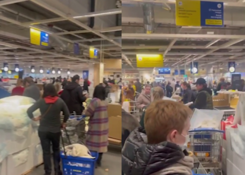 ВИДЕО: россияне штурмуют IKEA после новостей о приостановке работы магазина