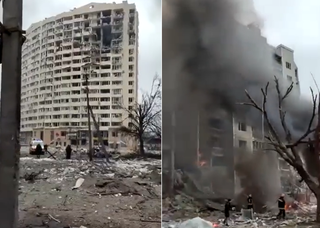 Čerņihivas centrā bombardēts dzīvojamais masīvs