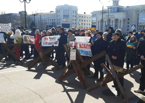 Protests pret Krievijas karu Ukrainā. Hersona, 12. marts.