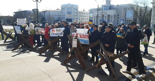 Protests pret Krievijas karu Ukrainā. Hersona, 12. marts.