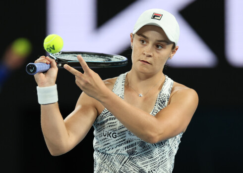 1st seed ASHLEIGH BARTY (AUS) in action against 27th seed DANIELLE COLLINS (USA) on Rod Laver Arena in the Women's Singles Final match on day 13 of the Australian Open in Melbourne, Australia. Barty won 6:3 7:6