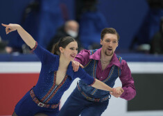 Latvijas pāris Aurēlija Ipolito un Lūks Rasels pasaules čempionātā Monpeljē.