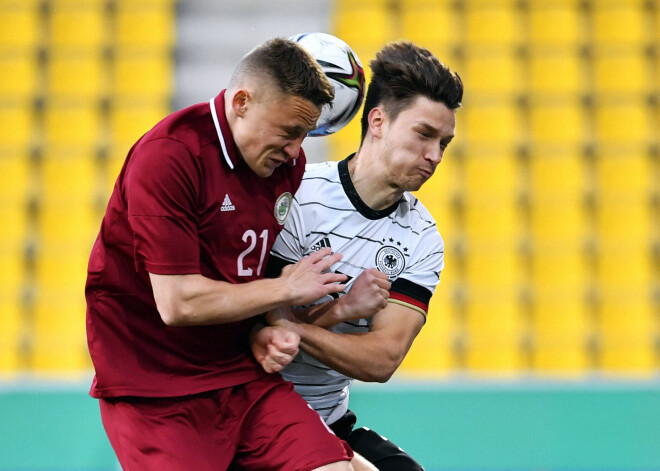 Latvijas U-21 futbola izlase Eiropas čempionāta kvalifikācijas mačā zaudē Vācijai