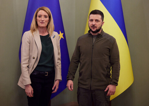 Eiropas Parlamenta prezidente Roberta Metsola Kijivā tiekas ar Ukrainas prezidentu Volodimiru Zelenski.