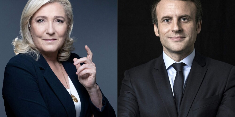 Francijā prezidenta vēlēšanu otrajā kārtā sacentīsies Lepēna un Makrons