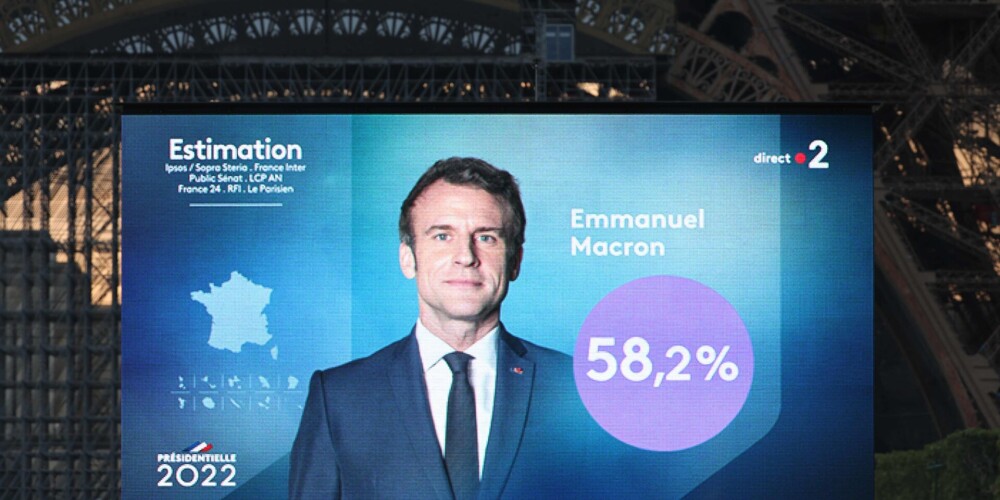 Francijas prezidenta amatā pārvēlēts Makrons