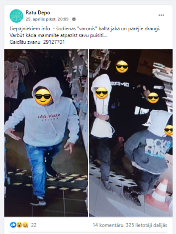 Liepājas veikals „Ratu depo” brīdina par sīkajiem huligāniem.