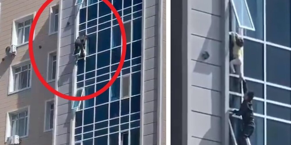 Мужчина спас девочку от падения с 8-го этажа и попал на видео
