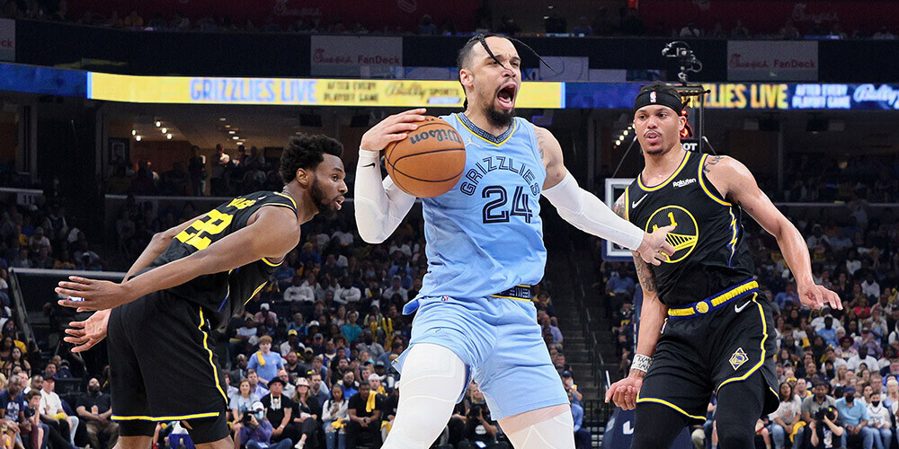 "Grizzlies" uzbrucēja Dilona Brūksa (#24) emocijas.