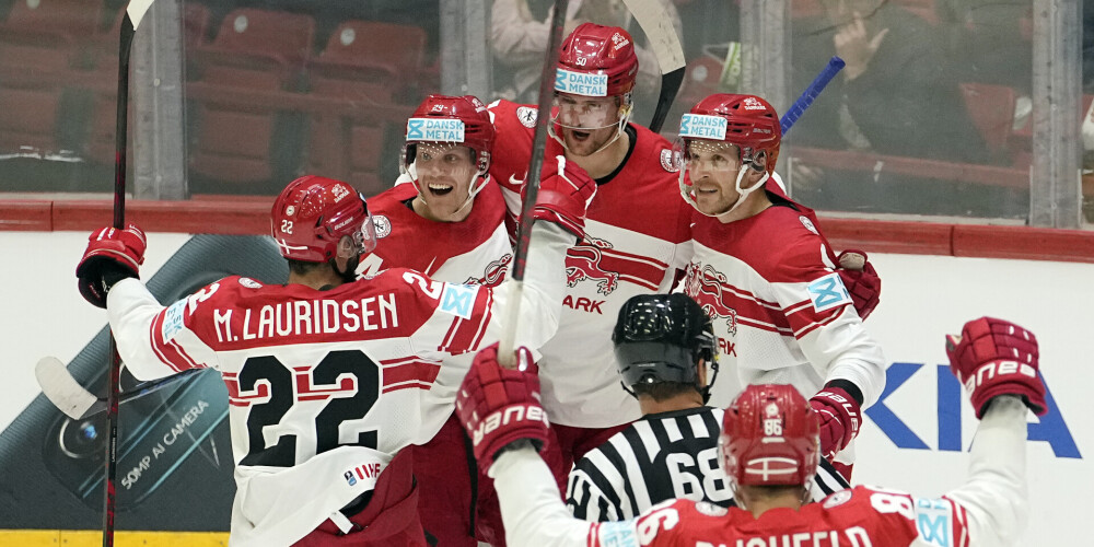 Dānija pasaules hokeja čempionātā uzvar Kanādu; elites divīzija jāatstāj Lielbritānijai