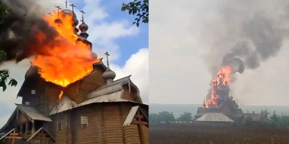 Okupanti Doneckā nodedzinājuši unikālu pareizticīgo svētvietu - vienīgo koka templi Ukrainā
