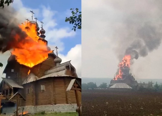 Okupanti Doneckā nodedzinājuši unikālu pareizticīgo svētvietu - vienīgo koka templi Ukrainā