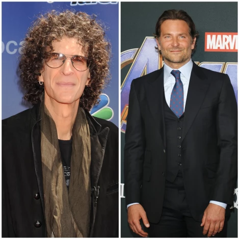 Amerikāņu radio un televīzijas personība Hovards Šterns (pa kreisi) un Holivudas zvaigzne Bredlijs Kūpers (pa labi).