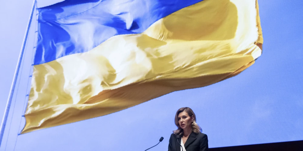 Ukrainas pirmā lēdija Olena Zelenska uzrunā Kongresa dalībniekus Kapitolijā Vašingtonā, trešdien, 2022. gada 20. jūlijā.