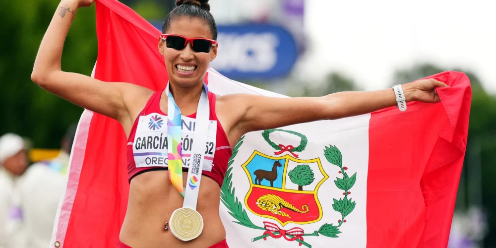 Peru soļotāja Kimberlija Garsija-Leone.