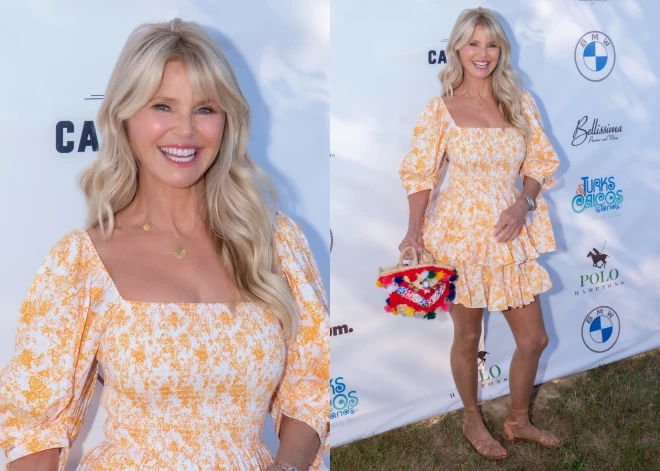 68-летняя Кристи Бринкли пришла на вечеринку в цветочном мини-платье