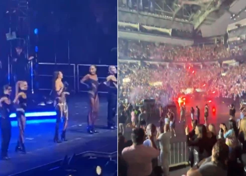 VIDEO: haotiska uguņošana popzvaigznes Dua Lipa koncertā teju pārvēršas traģēdijā
