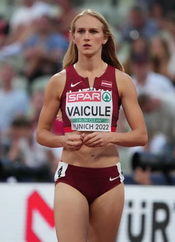 15 August 2022, Bavaria, Munich: Athletics: European Championship, Women, 400 meters,Gunta Vaicule (Latvia) Photo: Soeren Stache/dpa