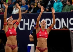 August 19, 2022, Munich, Bavaria, Germany: Munich, Germany, August 19th 2022: Tina Graudina (1 Latvia) and Anastasia Kravcenoka (2 Latvia) after winning the Beach Volleyball Quarter Final game between Germany and Latvia at Koenigsplatz at the Munich 2022 European Championships in Munich, Germany  (Credit Image: © Liam Asman/Sport Press Photo via ZUMA Press)