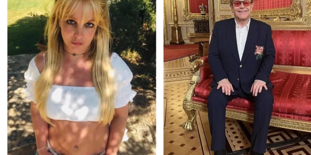 Бритни Спирс и Элтон Джон (Фото: Instagram; коллаж – rus.jauns.lv)