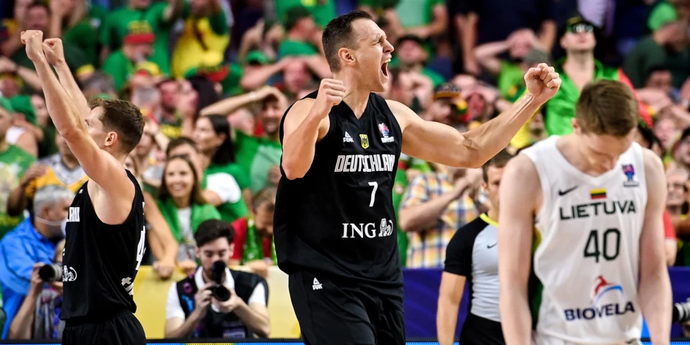 Vācijas basketbolisti divu pagarinājumu trillerī sagādā Lietuvai trešo zaudējumu Eiropas čempionātā