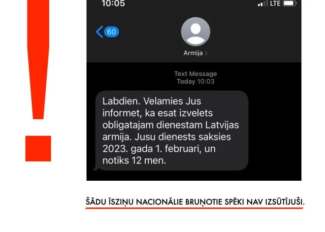 "Esat izvēlēts obligātajam dienestam" - blēži izsūtījuši cilvēkiem īsziņas Aizsardzības ministrijas vārdā