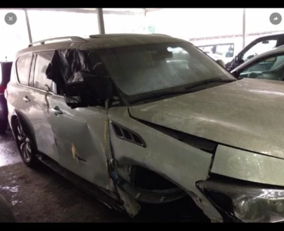 Cita Igora Sičova automašīna pēc avārijas.