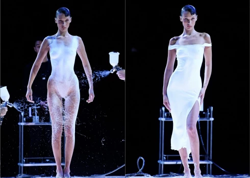 Apbrīnojams skats: uz Bellas Hadidas auguma maģiski tiek uzburta kleita