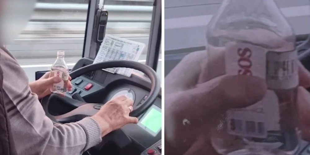 Рижанин в шоке: водитель автобуса прямо за рулем прикладывался к бутылке из-под алкоголя
