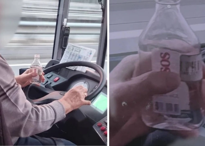 Рижанин в шоке: водитель автобуса прямо за рулем прикладывался к бутылке из-под алкоголя